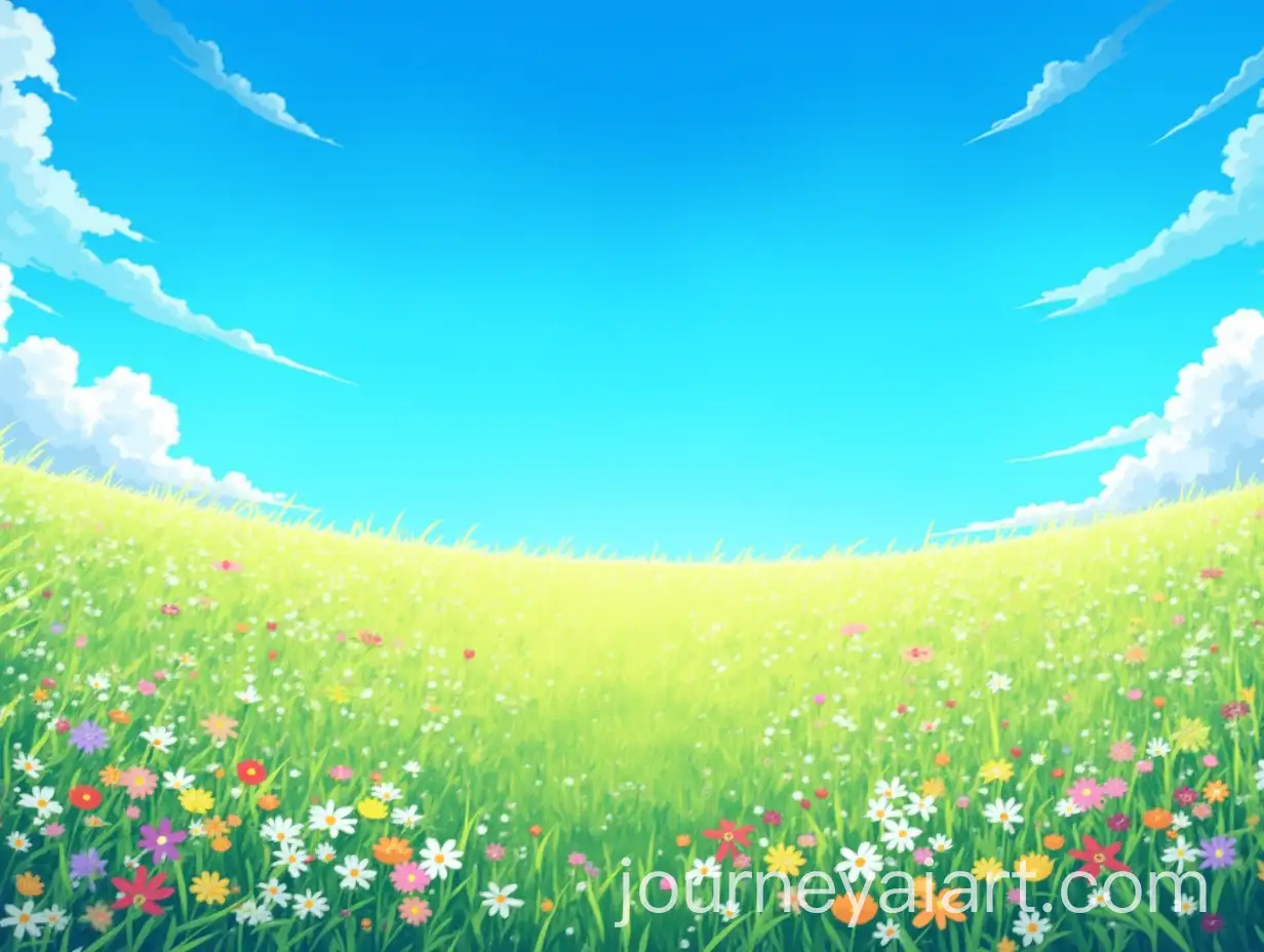 AnimeStyle-Meadow-with-Colorful-Wildflowers-and-Bright-Blue-Sky