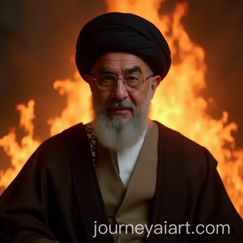 Khamenei-with-Flames-Behind-Him-in-Israel