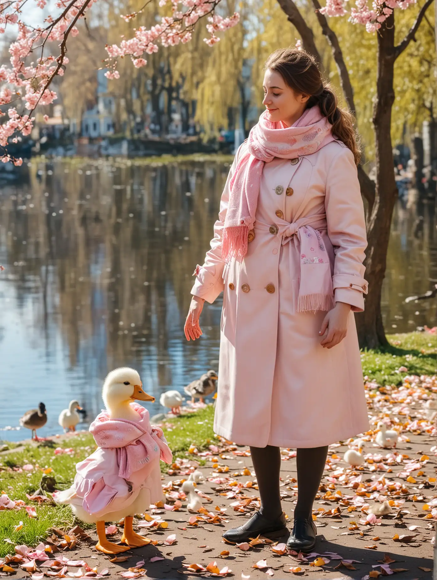 Anthropomorphic-Duck-Family-in-Spring-Park-Saint-Petersburg