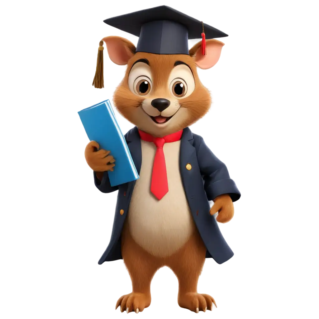 Happy-Funny-Animal-with-University-Diploma-and-Foreign-Passport-PNG-Image-Creative-and-Educational-Concepts