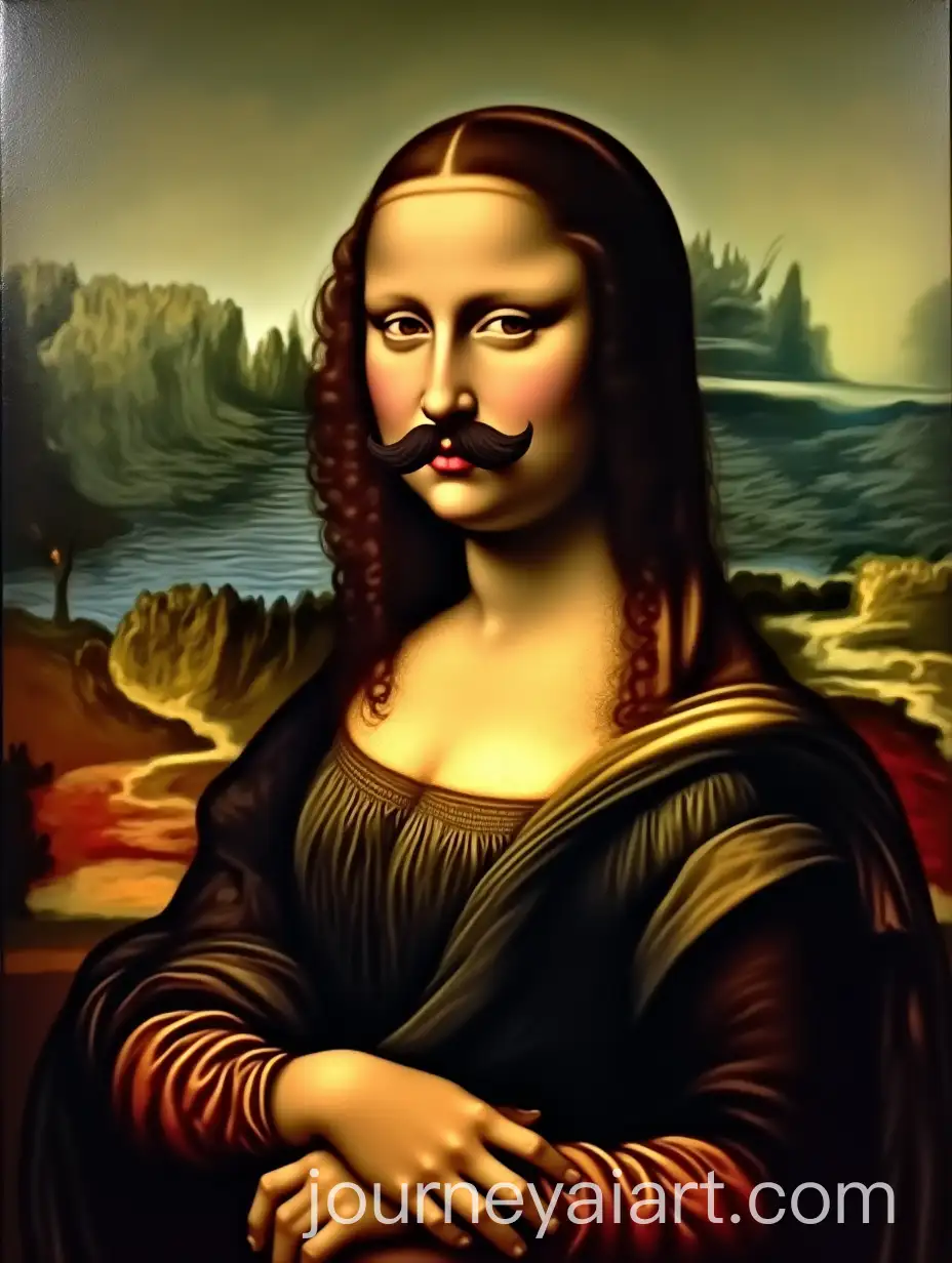Mona-Lisa-with-a-Mustache-Reaching-for-a-Comb
