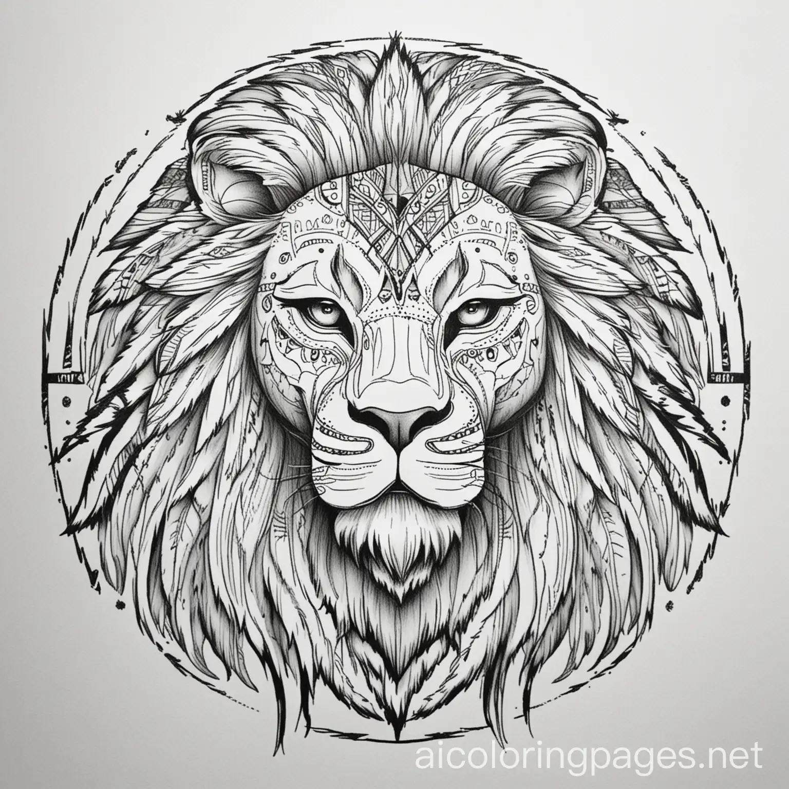 Native-American-Style-Lion-Coloring-Page