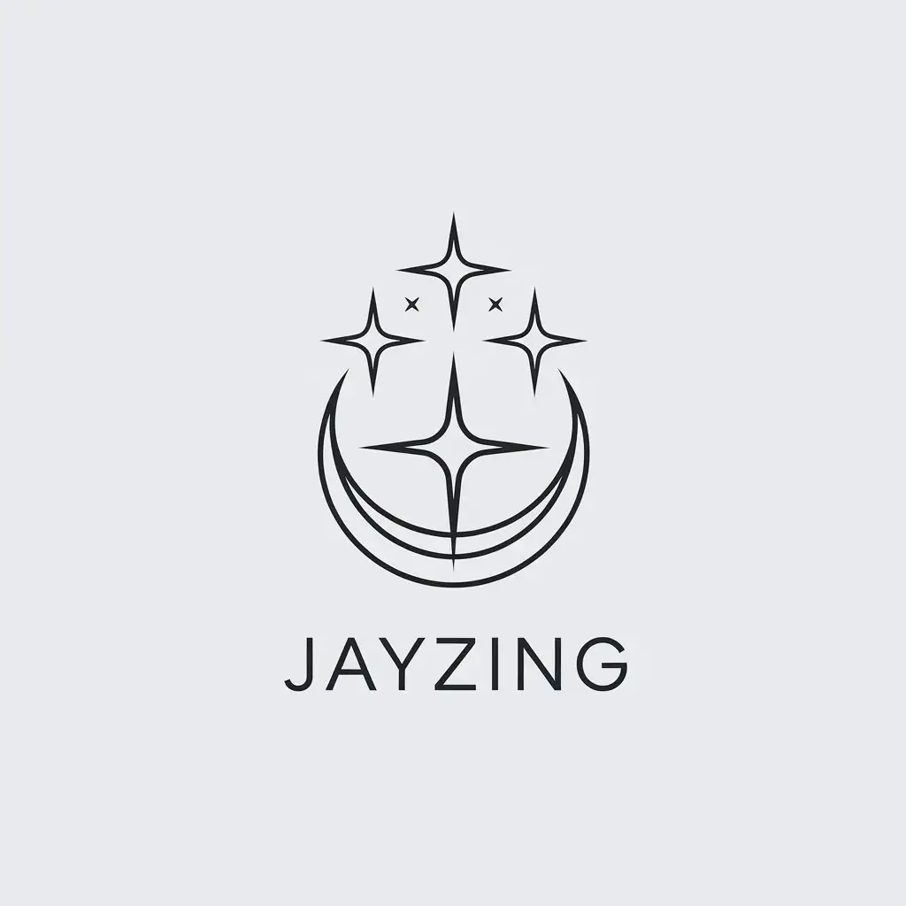 a vector logo design,with the text "JayZing", main symbol:stars, moon,,Minimalistic,be used in Religious industry,clear background