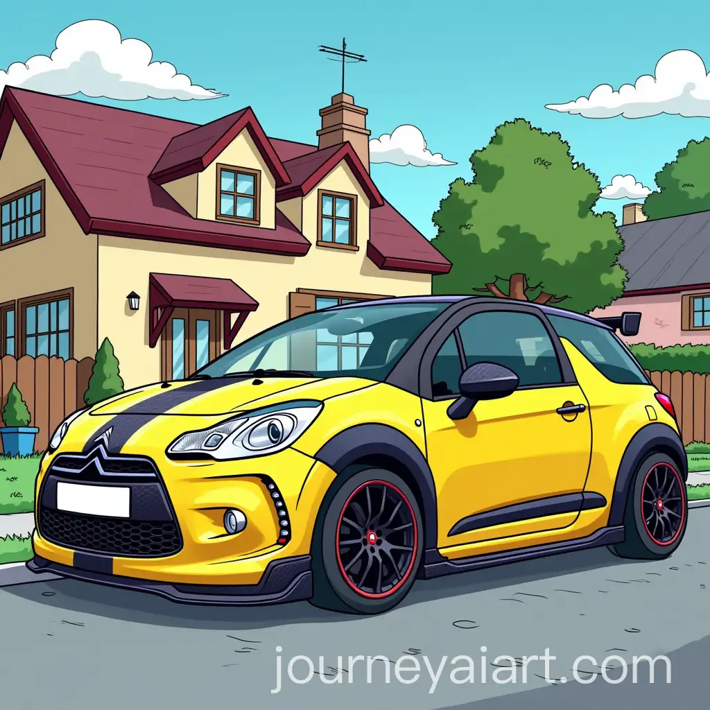 AI-Art-Prompt-ExpansionCitron-DS3-Racing-Parked-in-Front-of-Simpsons-House-in-Springfield