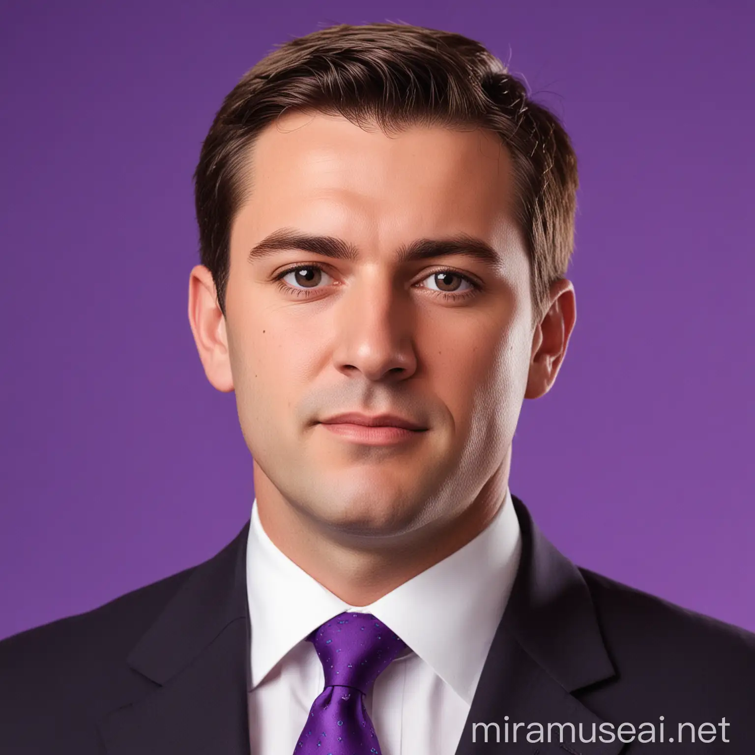 Conservative Male Politician on Purple Background