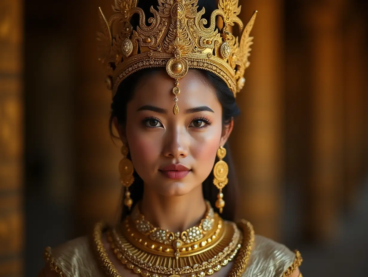 Beautiful-Cambodian-Woman-Wearing-Ancient-Gold-Khmer-Empire-Crown