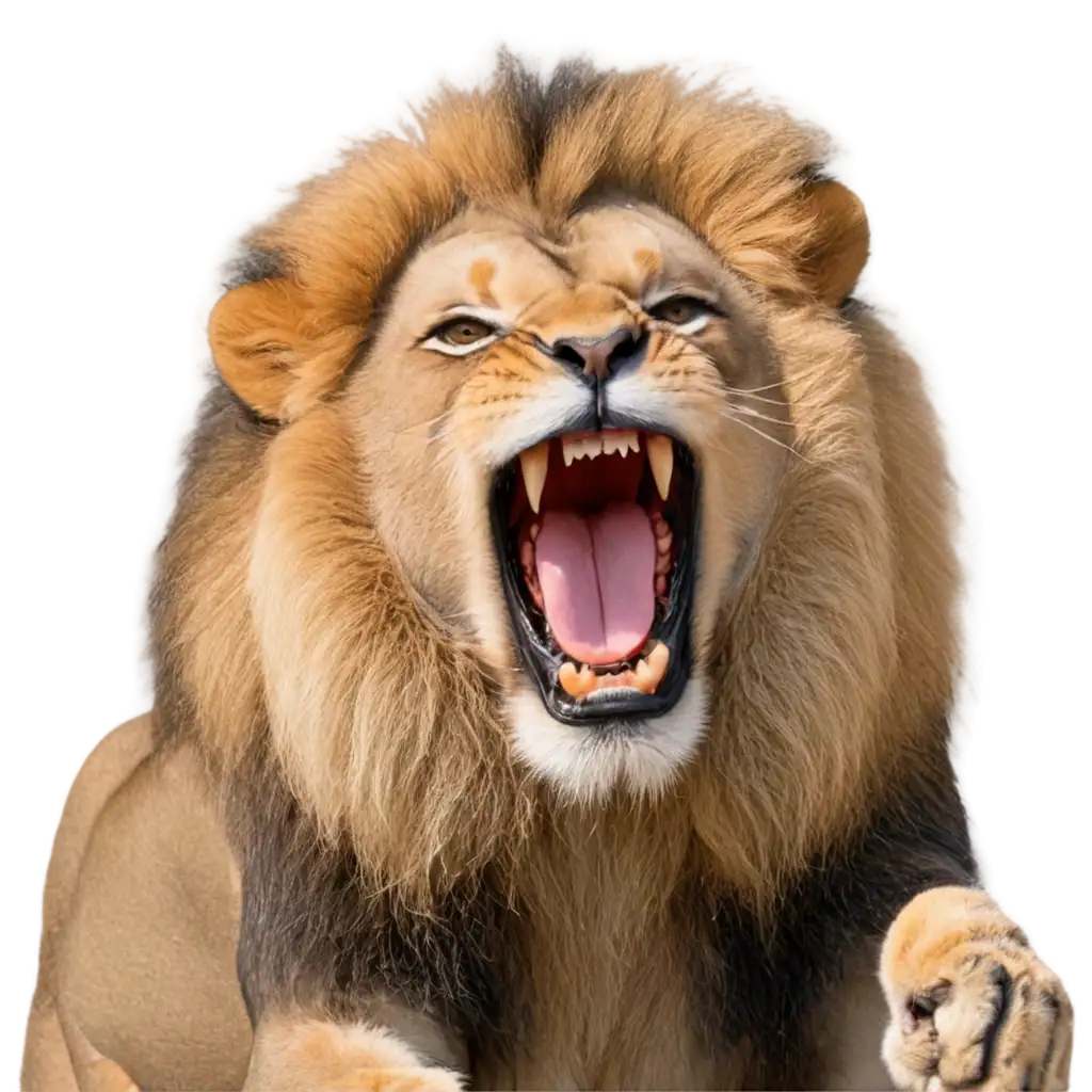 Powerful-Lion-Roaring-PNG-Image-Majestic-Wildlife-Illustration