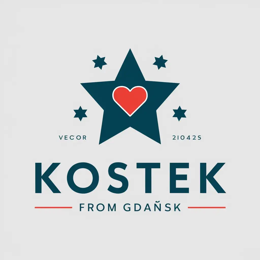 a vector logo design,with the text "Kostek from Gdańsk", main symbol:Star and heart,Moderate,clear background