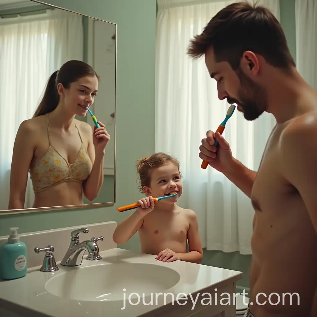 Family-Brushing-Teeth-Together-in-a-Modern-Bathroom