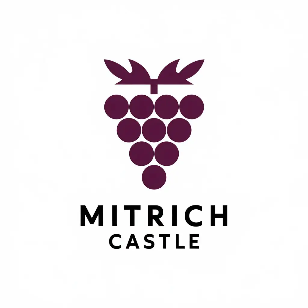 a vector logo design,with the text "Mitrich Castle", main symbol:bunch of grapes,Moderate,be used in Winemaking industry,clear background