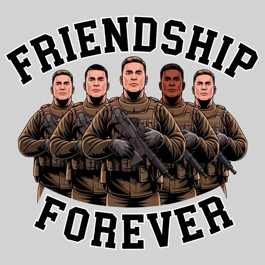 LOGO Design for Friendship Forever Vector Design Featuring Marine Soldiers with Clear Background