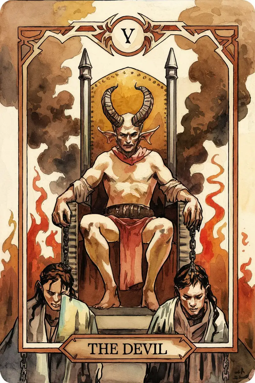 Futuristic-Tarot-Card-The-Devil-Featuring-Sinners-and-a-Beastly-Demon