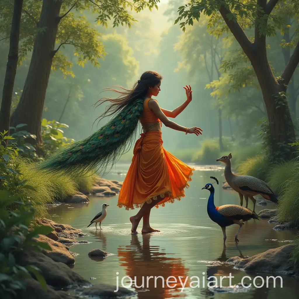 Exotic-Dance-of-an-Indian-Girl-Amidst-a-Lush-Jungle-Ecosystem