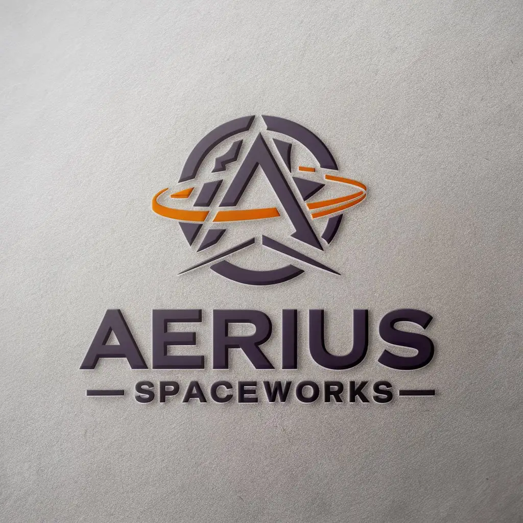 LOGO Design For Aerius Spaceworks Purple Orange with Aerospace Engineering Theme