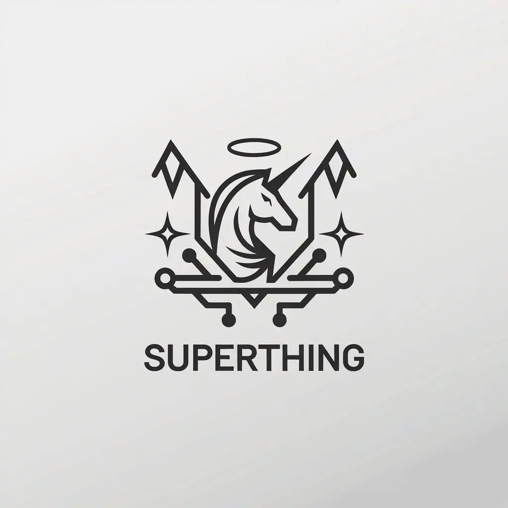 LOGO Design for Superthing Minimalistic Unicorn Angel Luna Raphael Symbol in Technology Industry