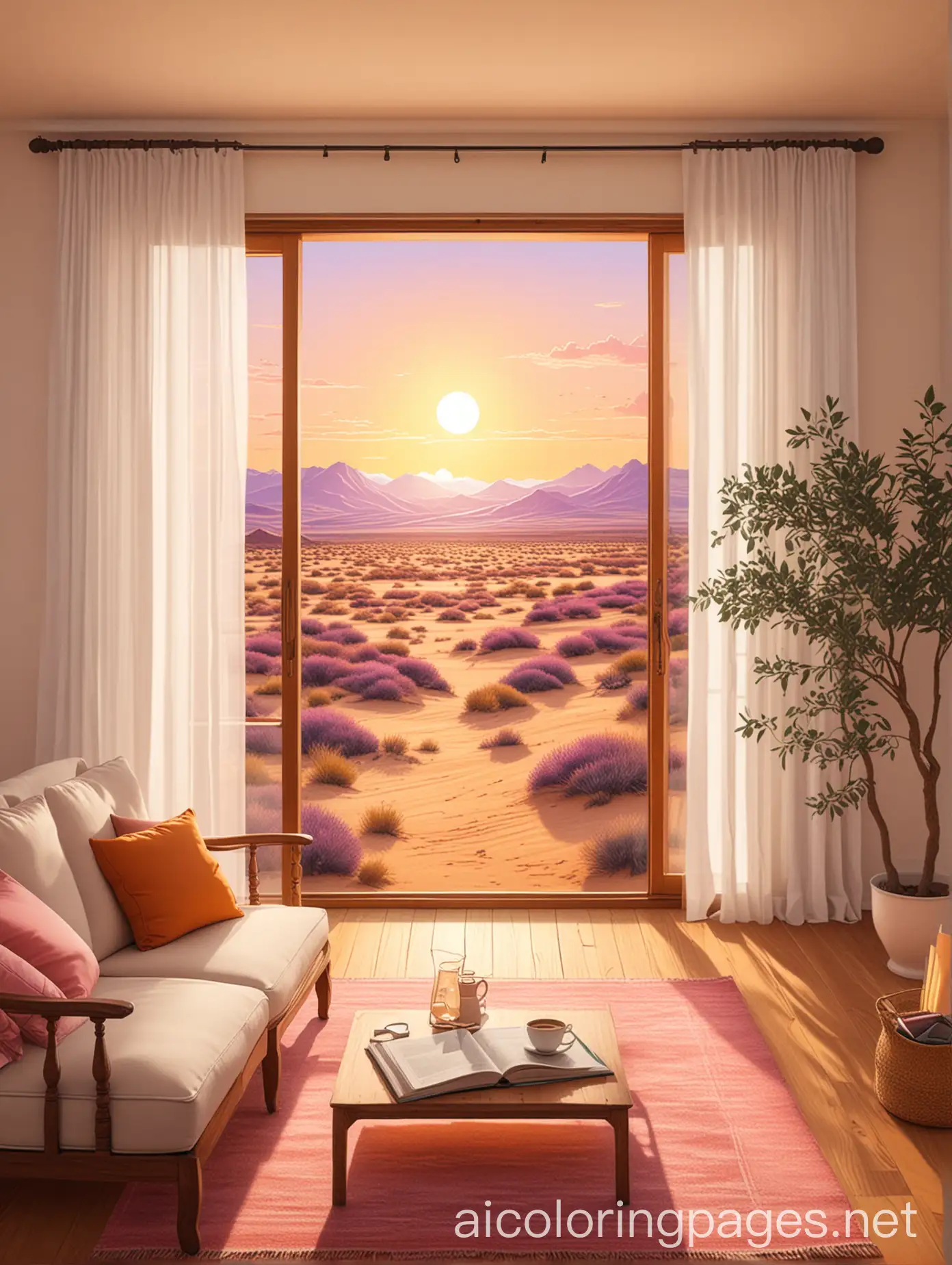 Cozy-Desert-Sunset-Scene-with-Tea-and-Book