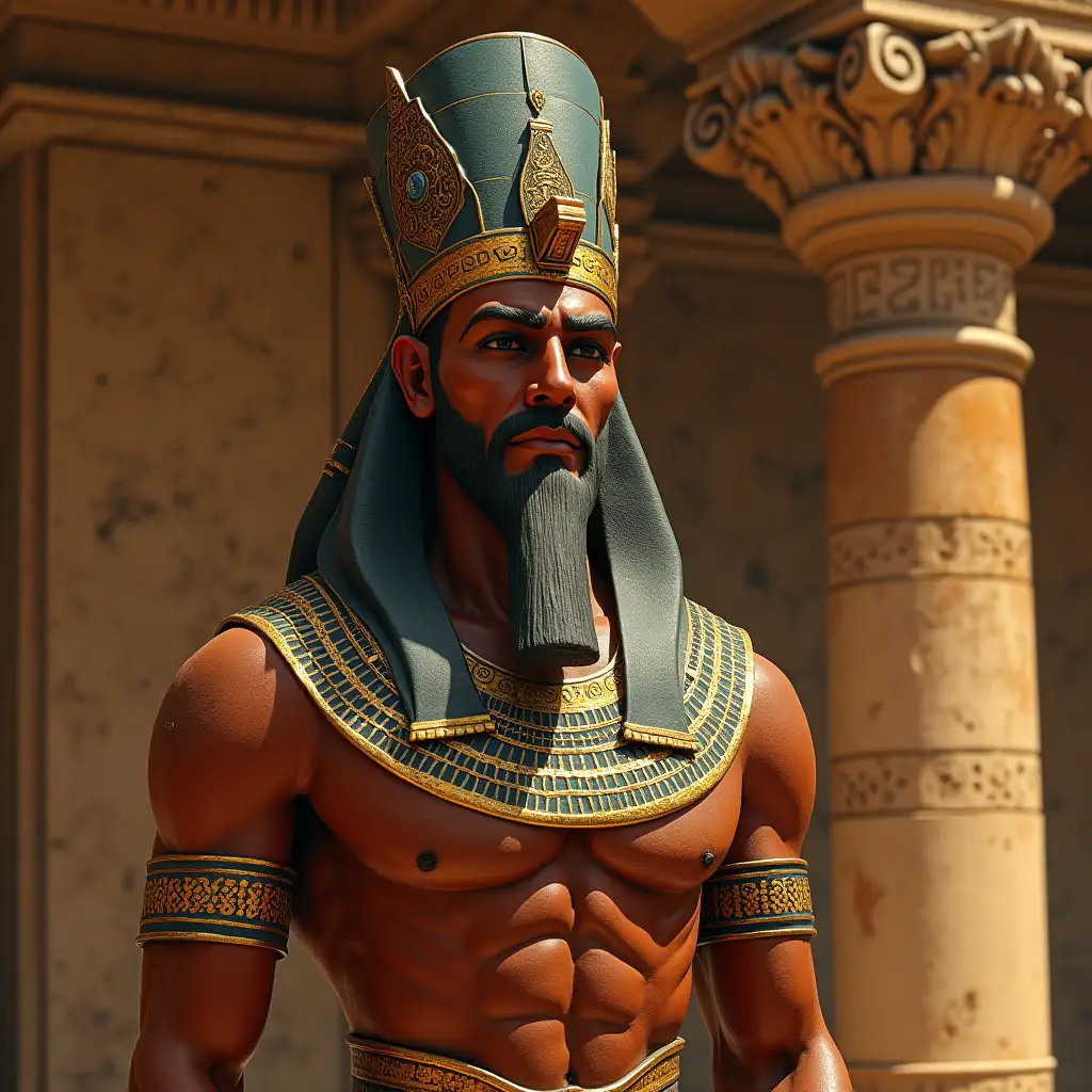 Sumerian king in his palace Ultra detailed