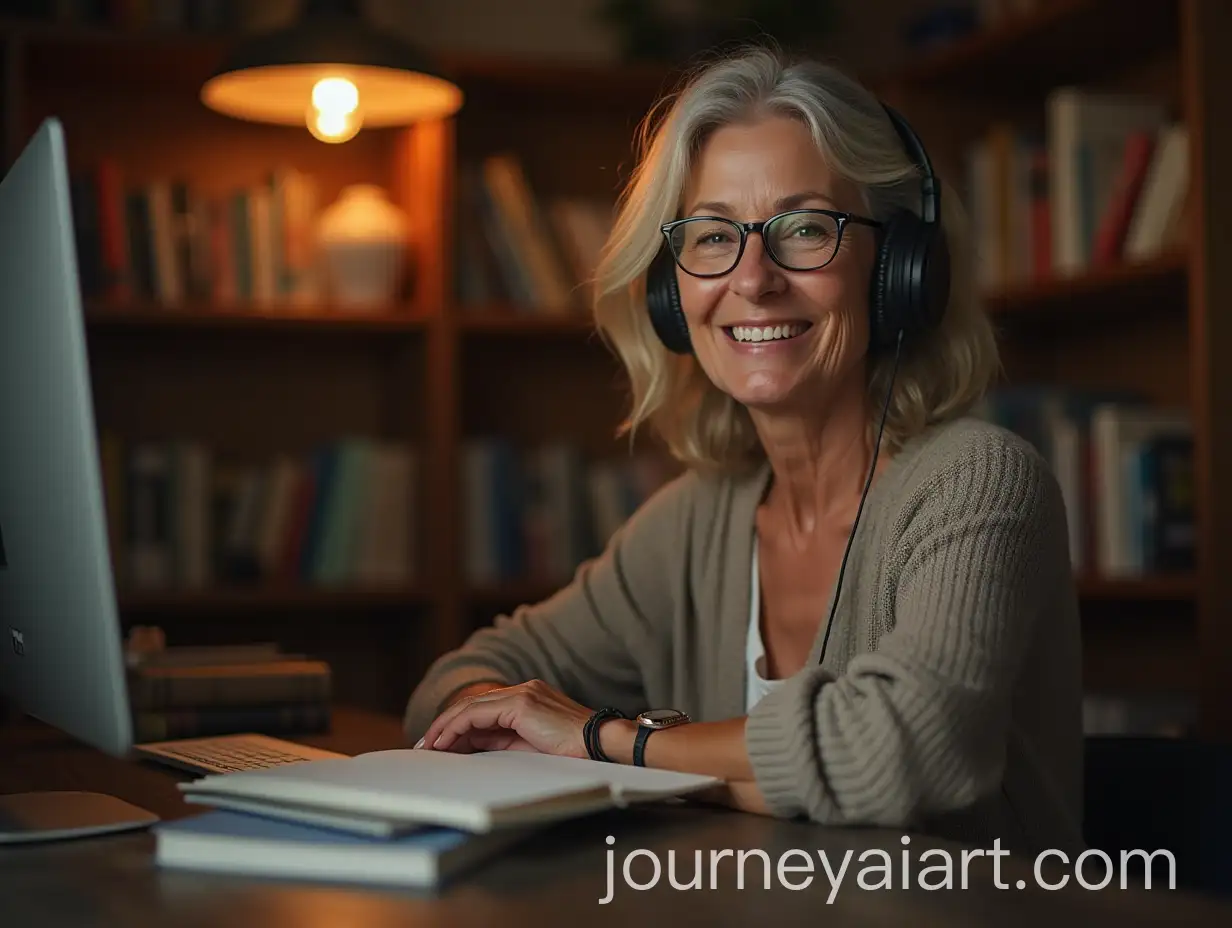 60YearOld-Woman-Embracing-Lifelong-Learning-with-Books-and-Technology