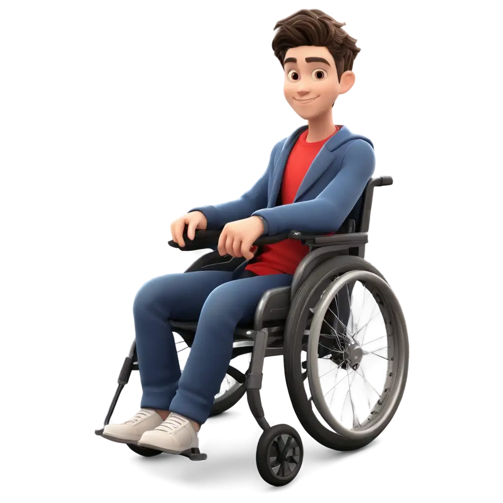 3D-Teen-Boy-in-Wheelchair-Holding-Steering-Wheel-PNG-Image