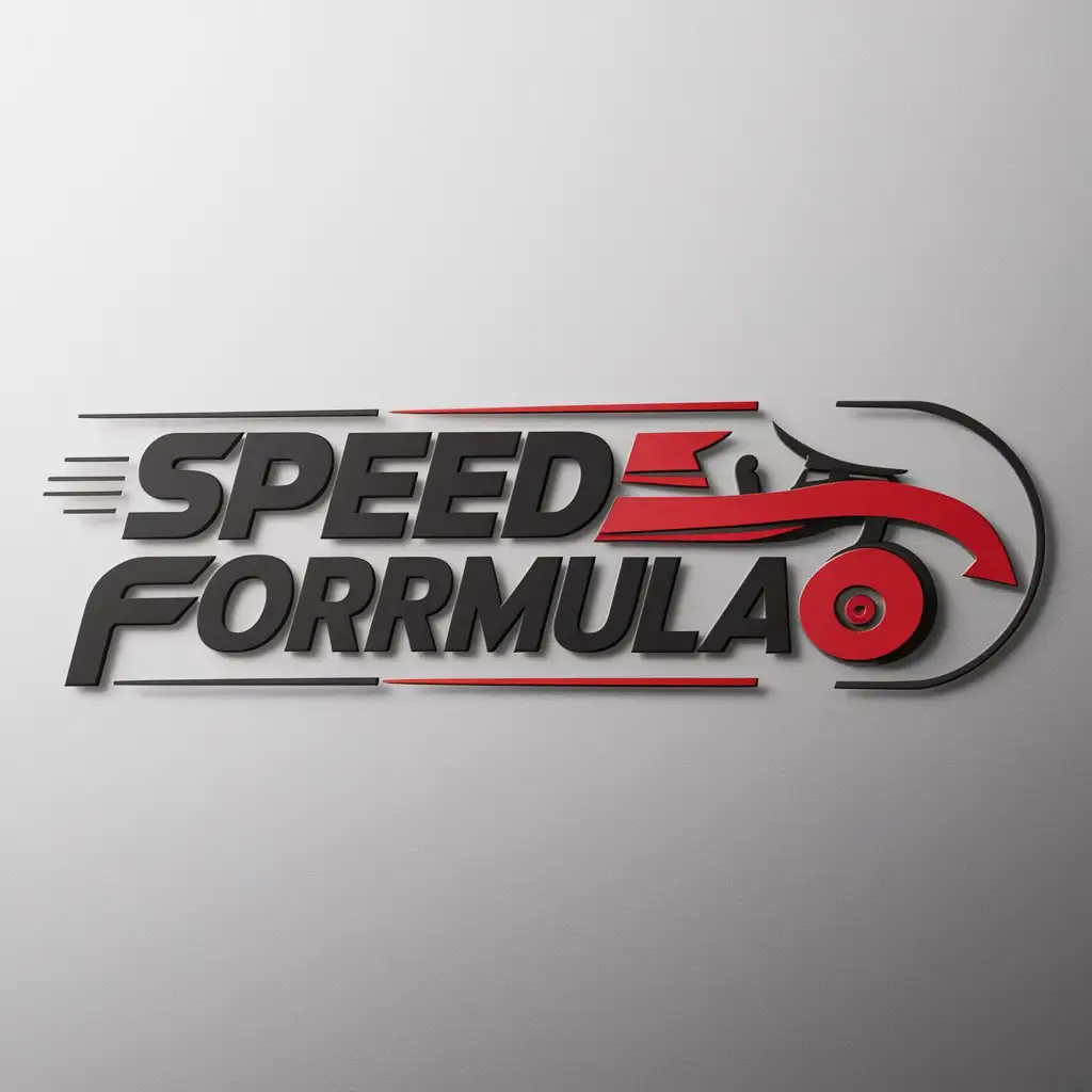 a logo design,with the text "Words 'Speed Formula'", main symbol:Formula 1 red car,Moderate,be used in Racing industry,clear background