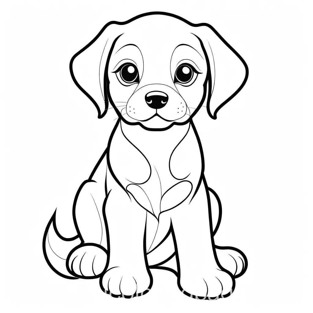 Puppy-Coloring-Page-for-Kids-Black-and-White-Line-Art