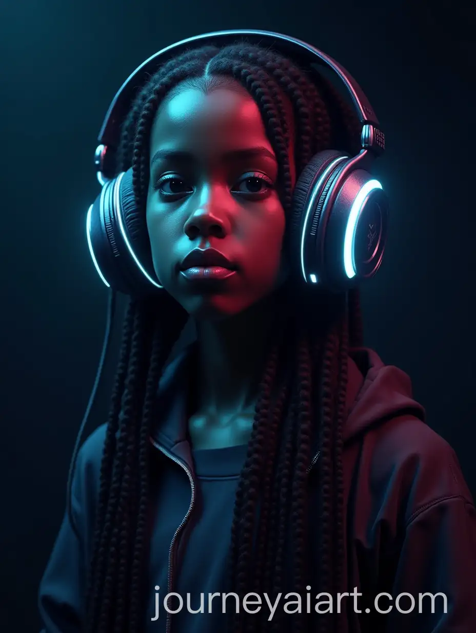 Young-Individual-with-Intricate-Braided-Hair-and-Futuristic-Glowing-Headphones