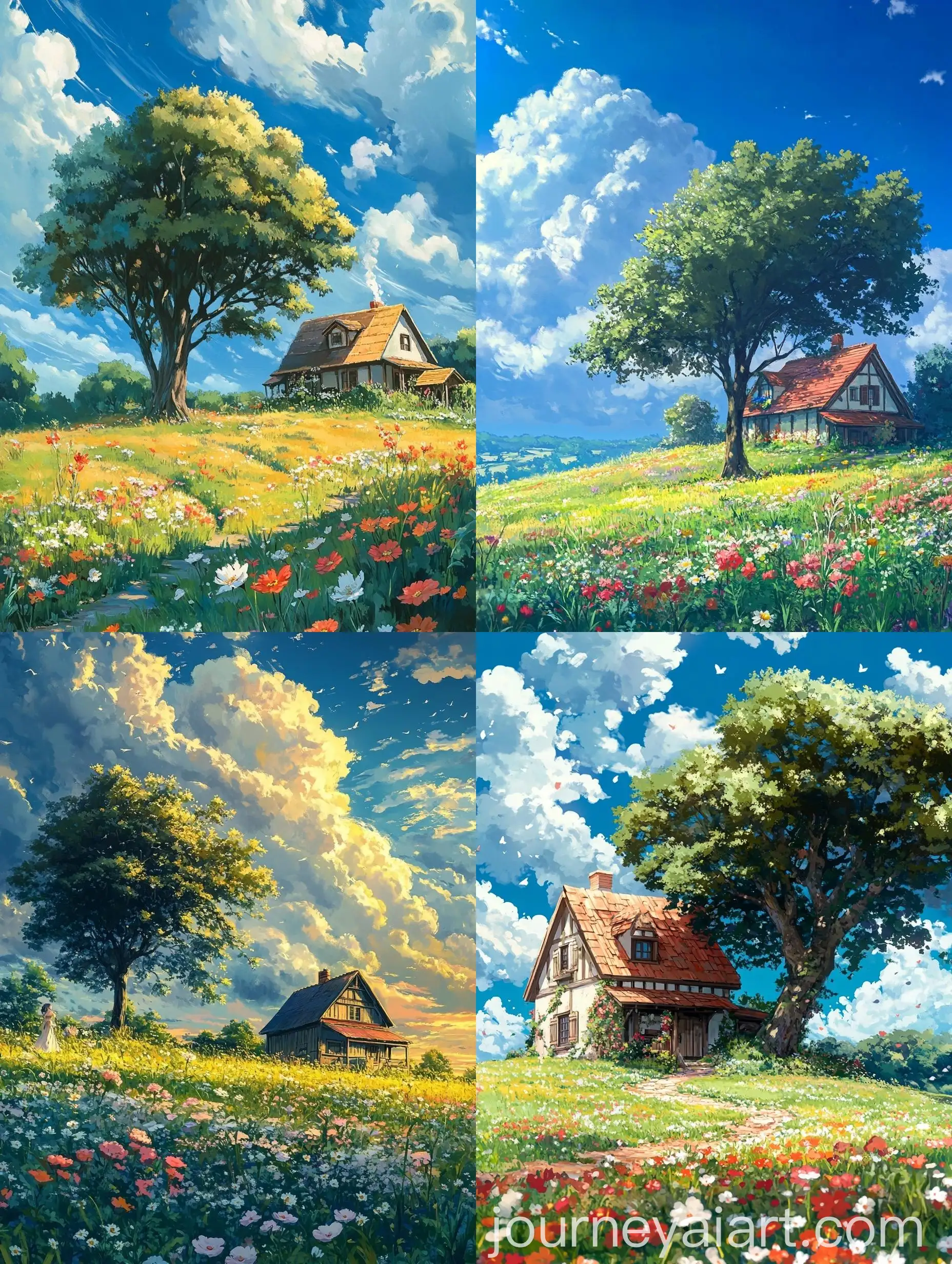 Anime-Landscape-Painting-with-House-Tree-and-Flowers