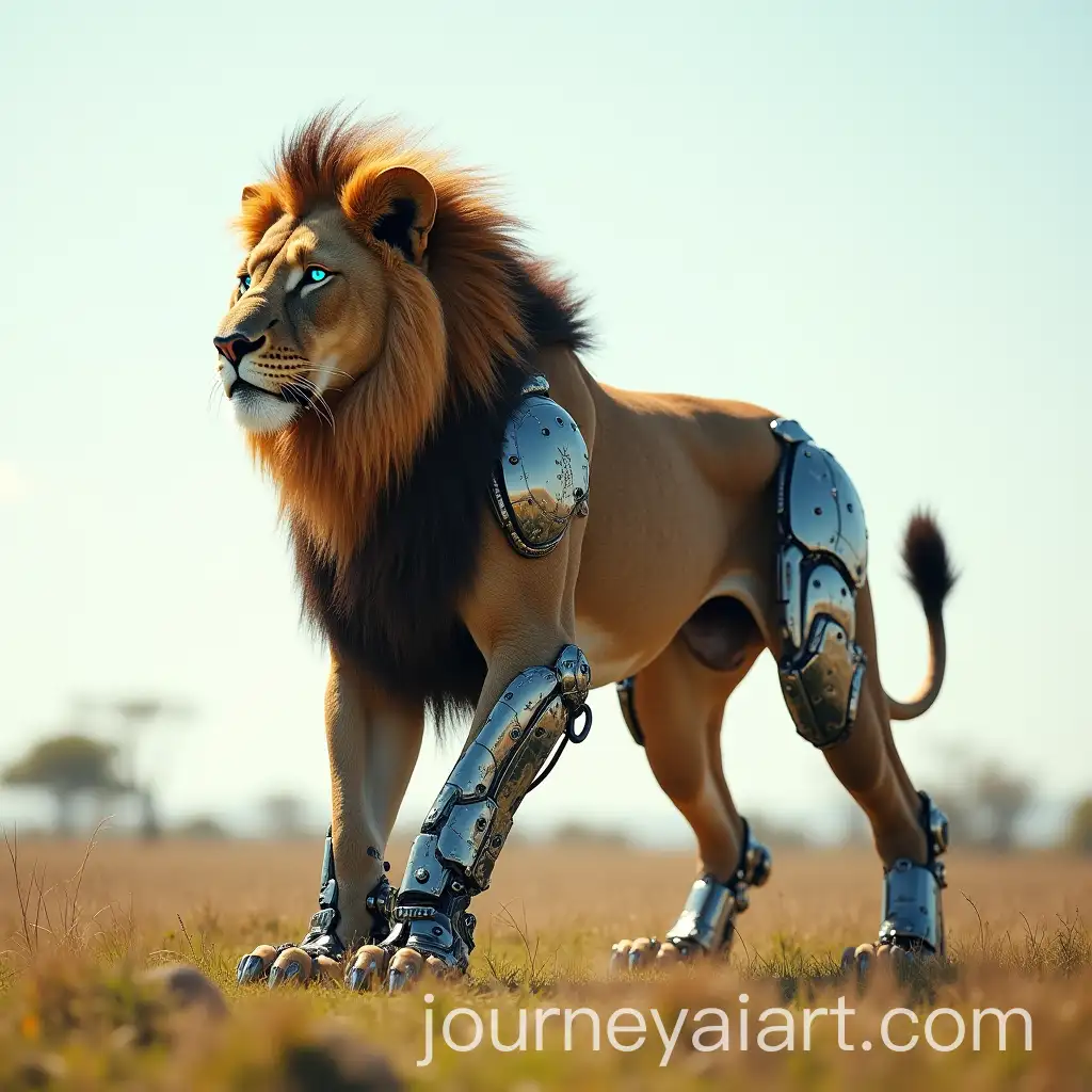Hybrid-LionMachine-Creature-in-a-Savanna-Landscape