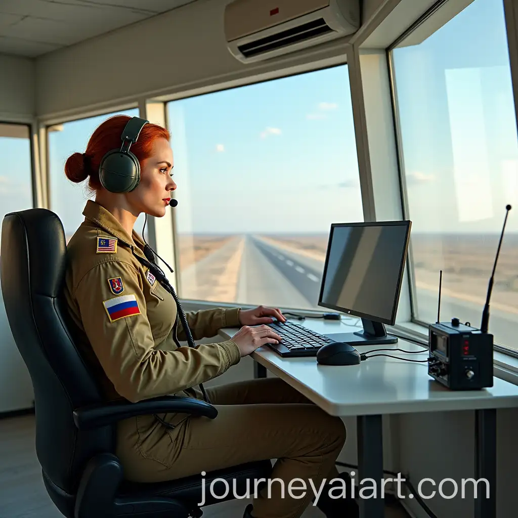Russian-Female-Military-Pilot-in-Flight-Director-Tower-with-Military-Aircraft-and-Helicopter-in-Desert-Airfield