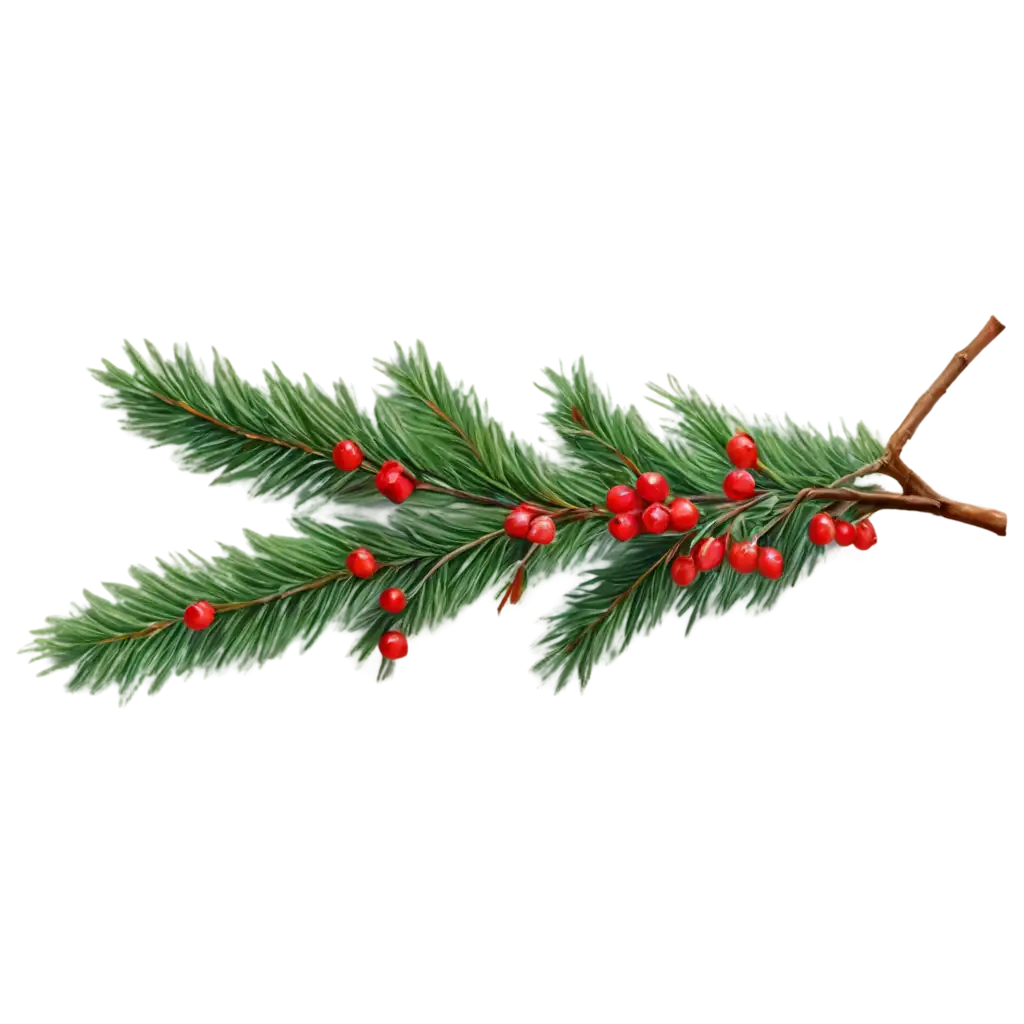 Stunning-Realistic-Lush-Fir-Branch-PNG-with-Red-Berries