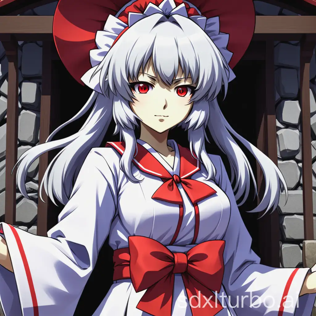 Generate a shrine maiden from Yūkari Yakumo in Touhou Project,