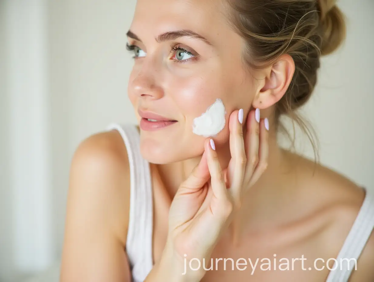 Young-Girl-Applying-Cream-on-Face