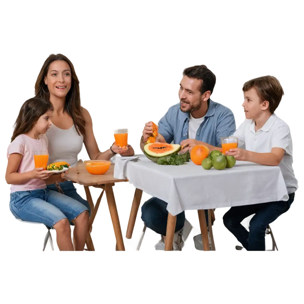 Family-Enjoying-Papaya-in-Dining-Room-HighQuality-PNG-Image-for-Your-Design-Needs