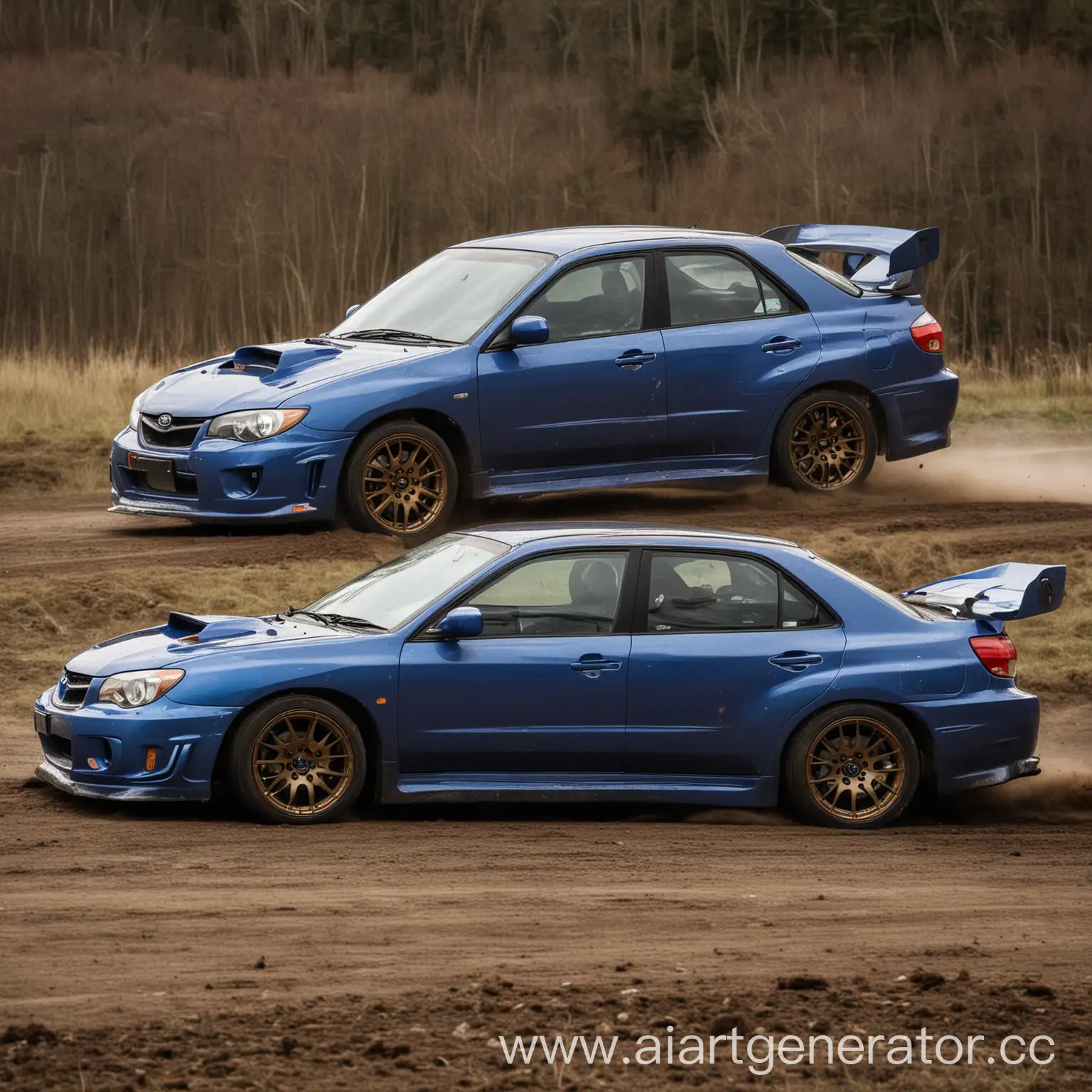 Sporty-Red-Subaru-Impreza-Car-Racing-on-Urban-Street