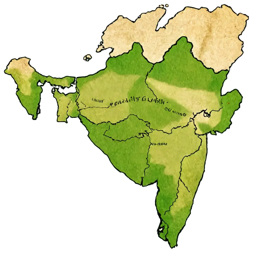 Indian-Map-Highlighting-Gujarat-in-PNG-Format-for-Clear-and-HighQuality-Visuals