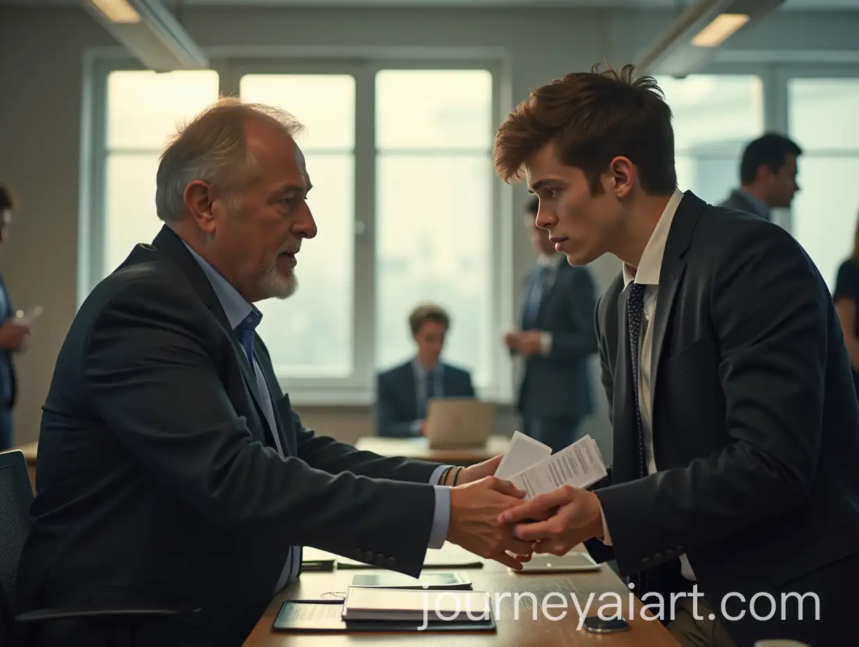 Intense-Newsroom-Scene-with-Young-Journalist-Handing-Over-Secret-Documents