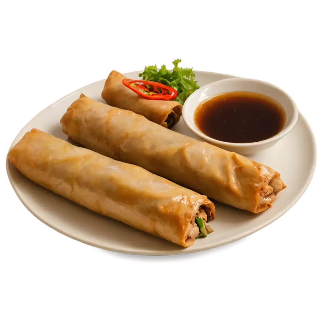 Delicious-Plate-of-Spring-Rolls-and-Chicken-PNG-Image-Fresh-and-Appetizing-Visual-Content