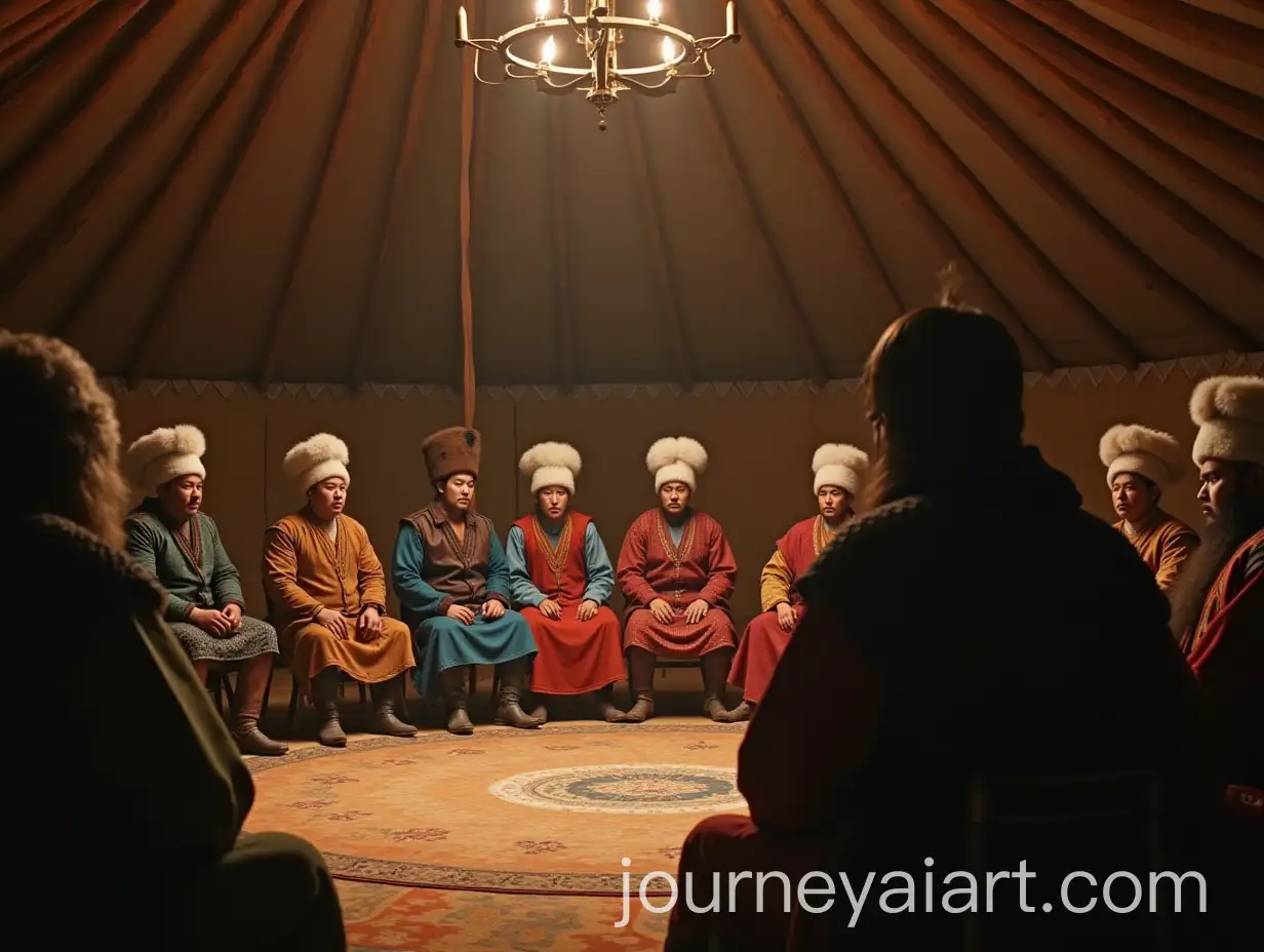 Mongolian-Khan-Holding-a-Meeting-with-His-Beys-Inside-an-Assembly-Yurt