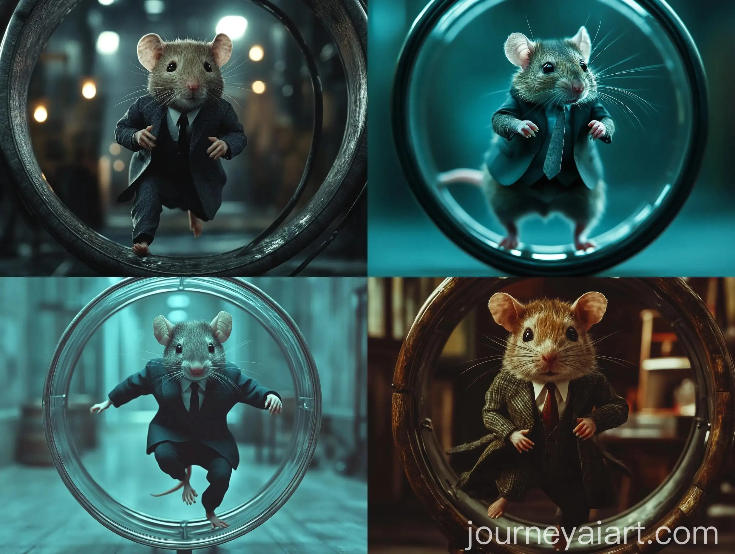 Rat-in-Suit-and-Tie-Running-on-Hamster-Wheel-in-Opaque-and-Cold-Cinematic-Style