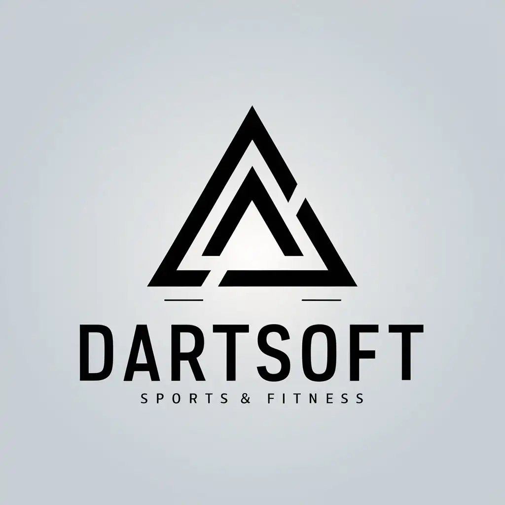 a vector logo design,with the text "Dartsoft", main symbol:Triangle,Minimalistic,be used in Sports Fitness industry,clear background