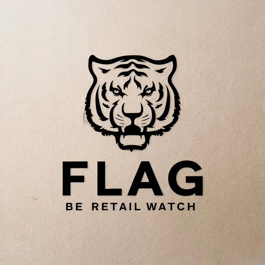 LOGO-Design-for-Flag-Tiger-Symbol-with-Watch-in-Moderate-Style-for-Retail-Industry