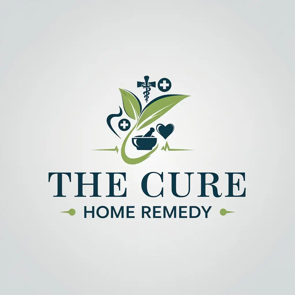 LOGO Design for The Cure Home Remedy Green Leaf Medical Cross Wellness Theme