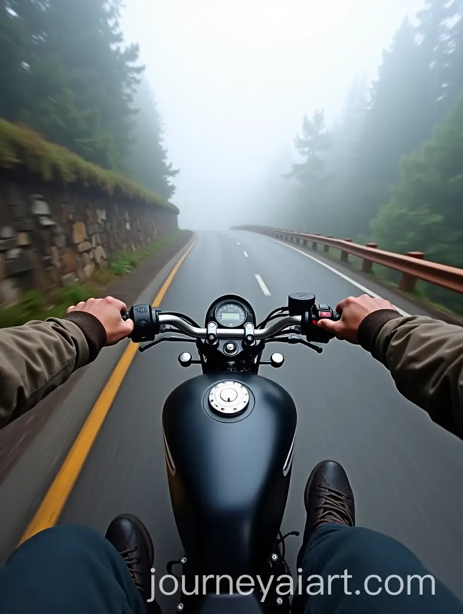 FirstPerson-View-of-Honda-Beat-Rider-on-Foggy-Mountain-Road
