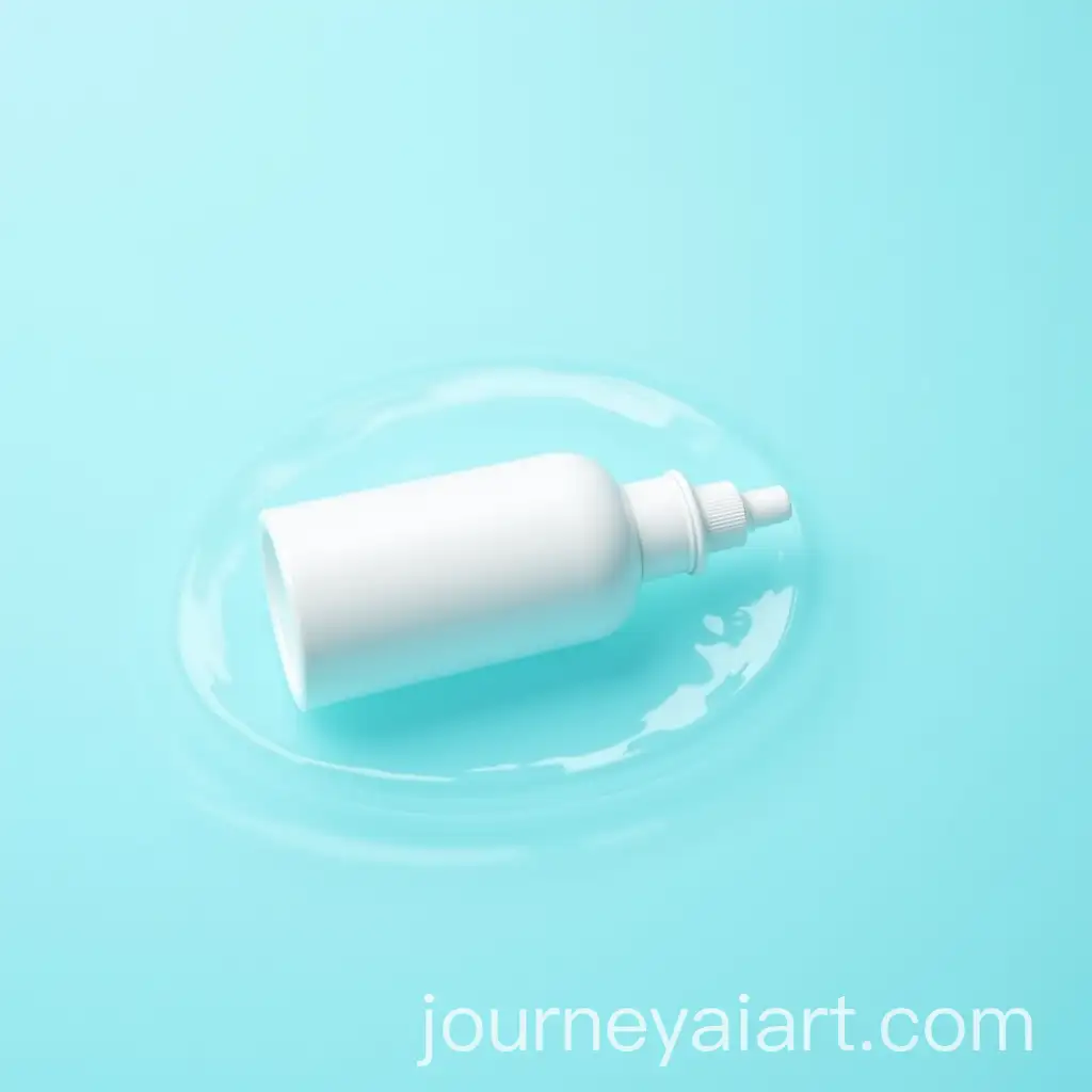 Skincare-Bottle-Floating-on-Clear-Blue-Water-with-Ripples