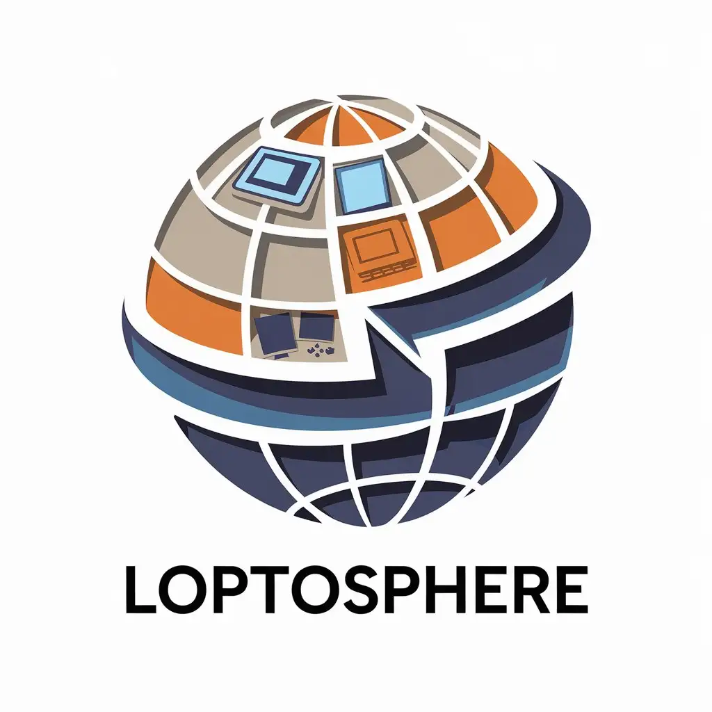 a vector logo design,with the text "LOPTOSPHERE", main symbol:promotional material for office tablets and gaming, interactive educational content, selling them and consulting on office tablets,Moderate,be used in Internet industry,clear background