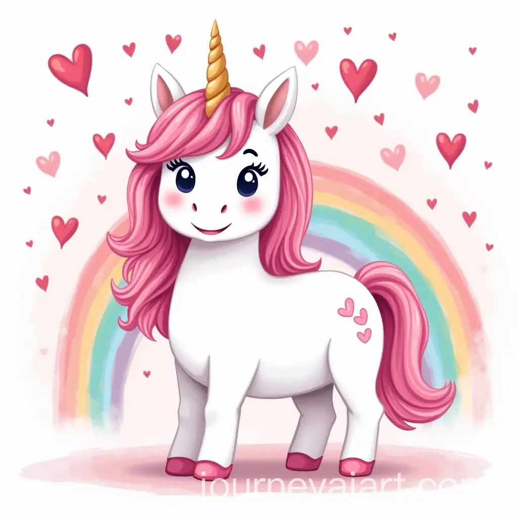 Unicorn-Birthday-Celebration-with-Rainbow-and-Hearts-for-4YearOld-Girl