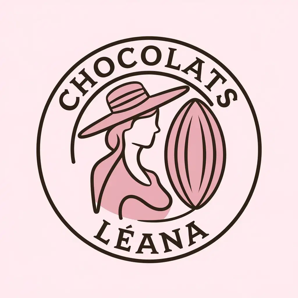 LOGO Design For CHOCOLATS LANA Elegant Woman with Cocoa Pod in Pink Green or Blue