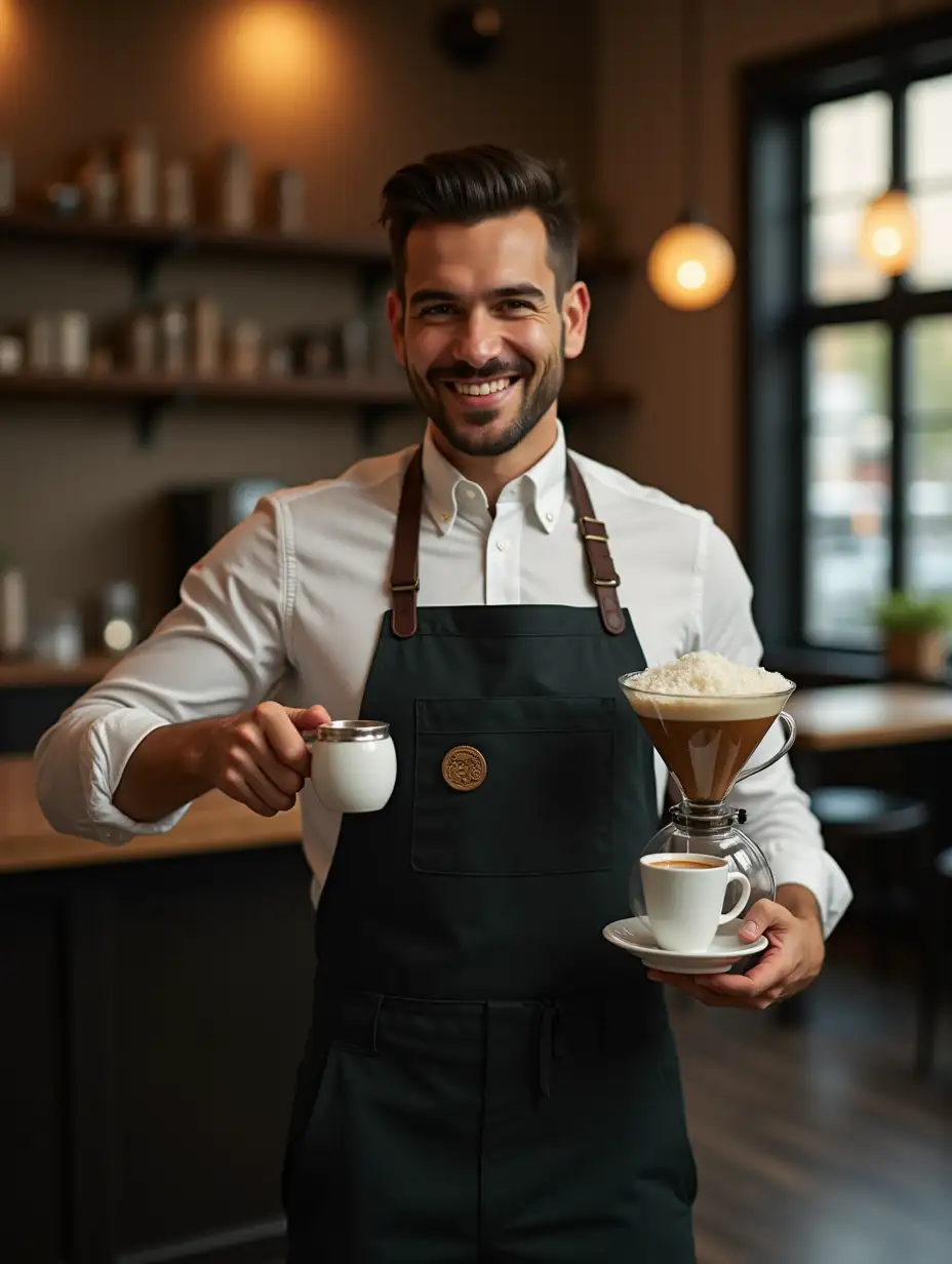 image of a barista carrying coffee