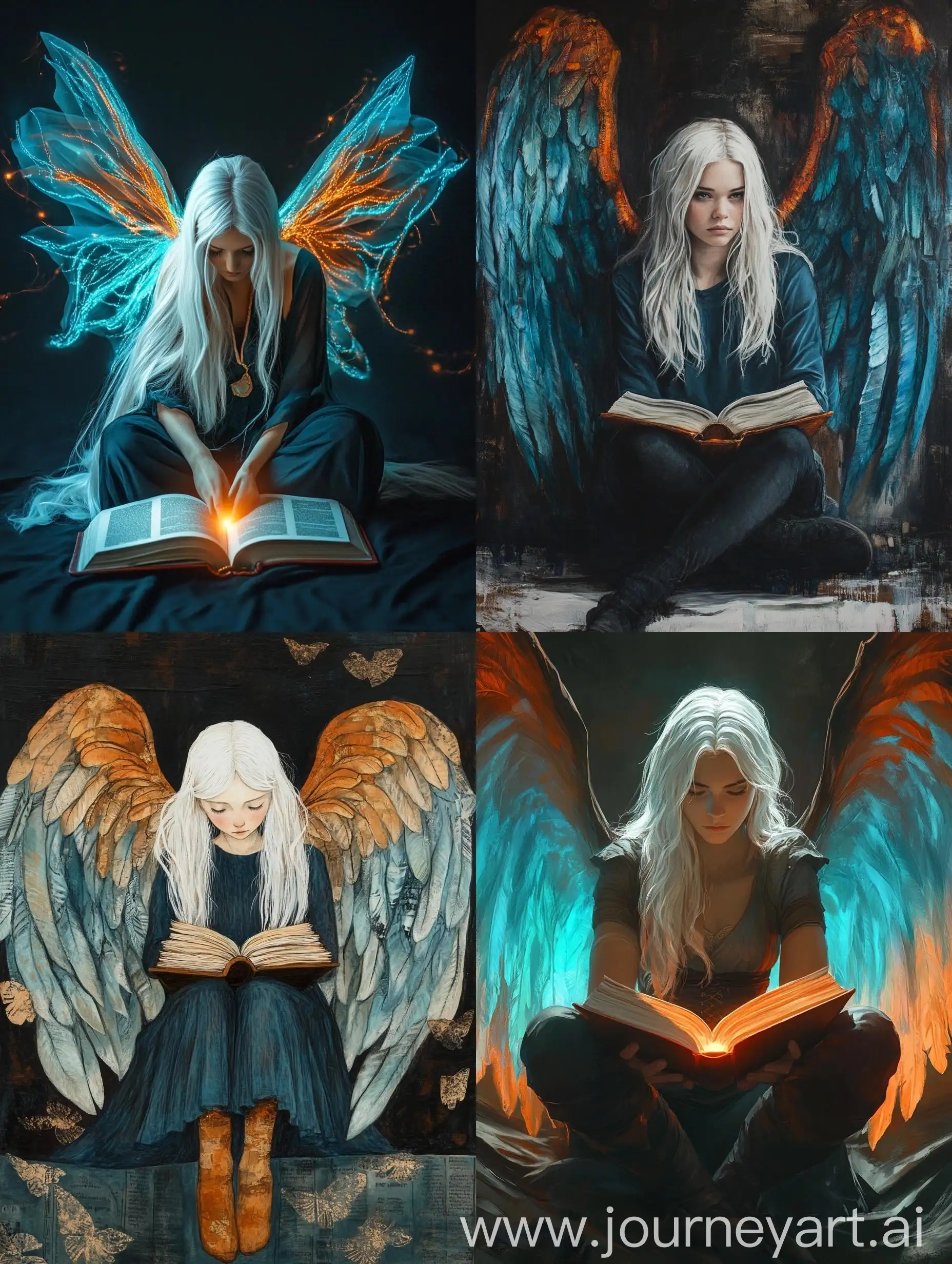 Young-Woman-with-Ethereal-Wings-Contemplating-Over-Glowing-Book