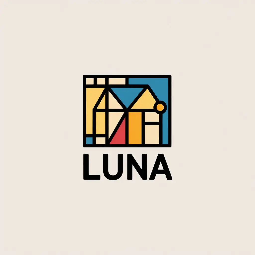 LOGO-Design-for-Luna-Mondrian-Style-with-House-and-Warm-Light-Elements